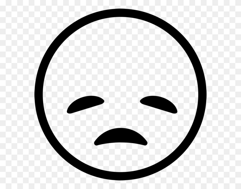 600x600 Disappointed Emoji Black And White, Stencil, Face HD PNG Download