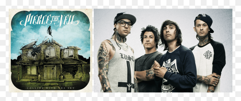 1458x550 Disclaimer Up Front Pierce The Veil Are An Pierce The Veil Collide With The Sky Album Cover, Skin, Person, Human HD PNG Download