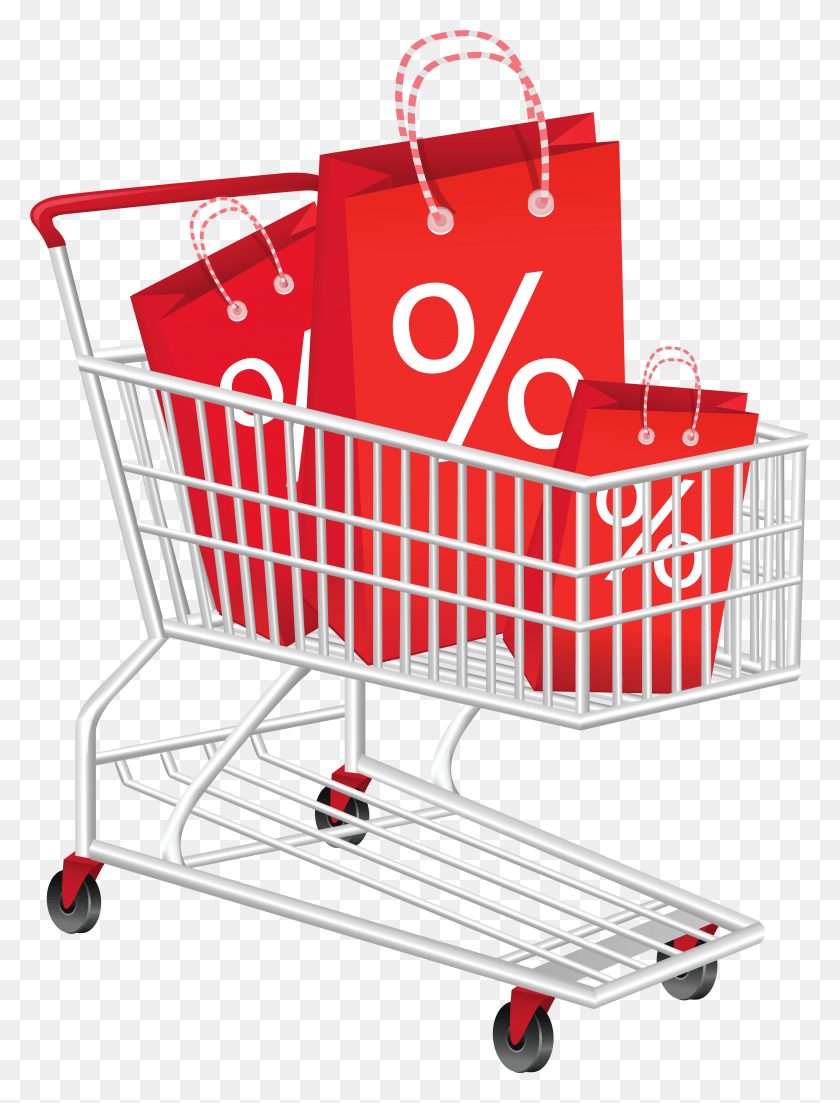 4478x5989 Discount Shopping Cart Clipart Picture Full Shopping Cart, Fire Truck, Truck, Vehicle HD PNG Download