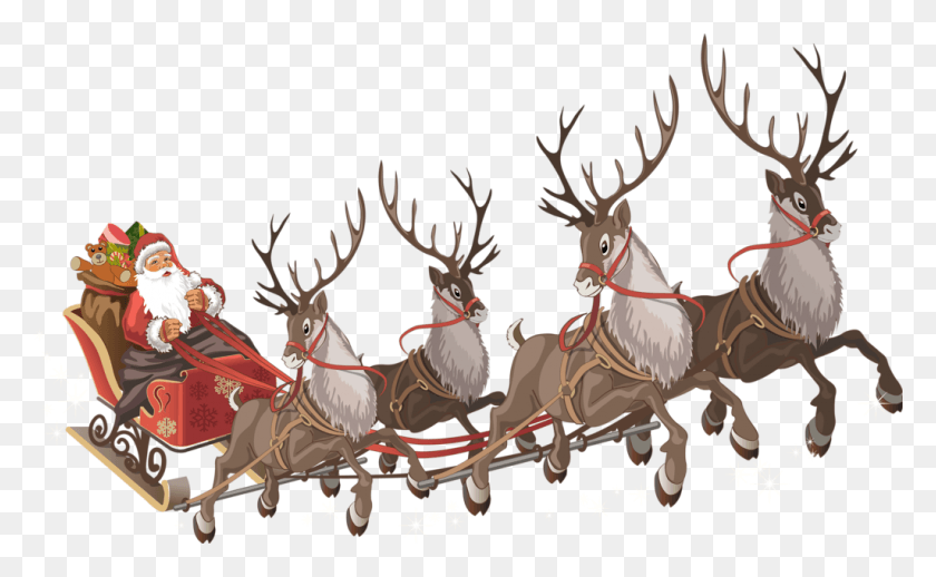 1024x602 Discover Ideas About Reindeer Antlers Santa Sleigh Transparent Background, Elk, Deer, Wildlife HD PNG Download