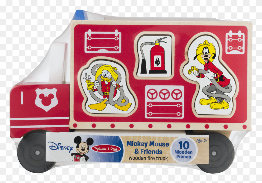 1801x1217 Disney Baby Mickey Mouse Amp Friends Wooden Fire Truck Mickey Mouse, Label, Text, Person HD PNG Download