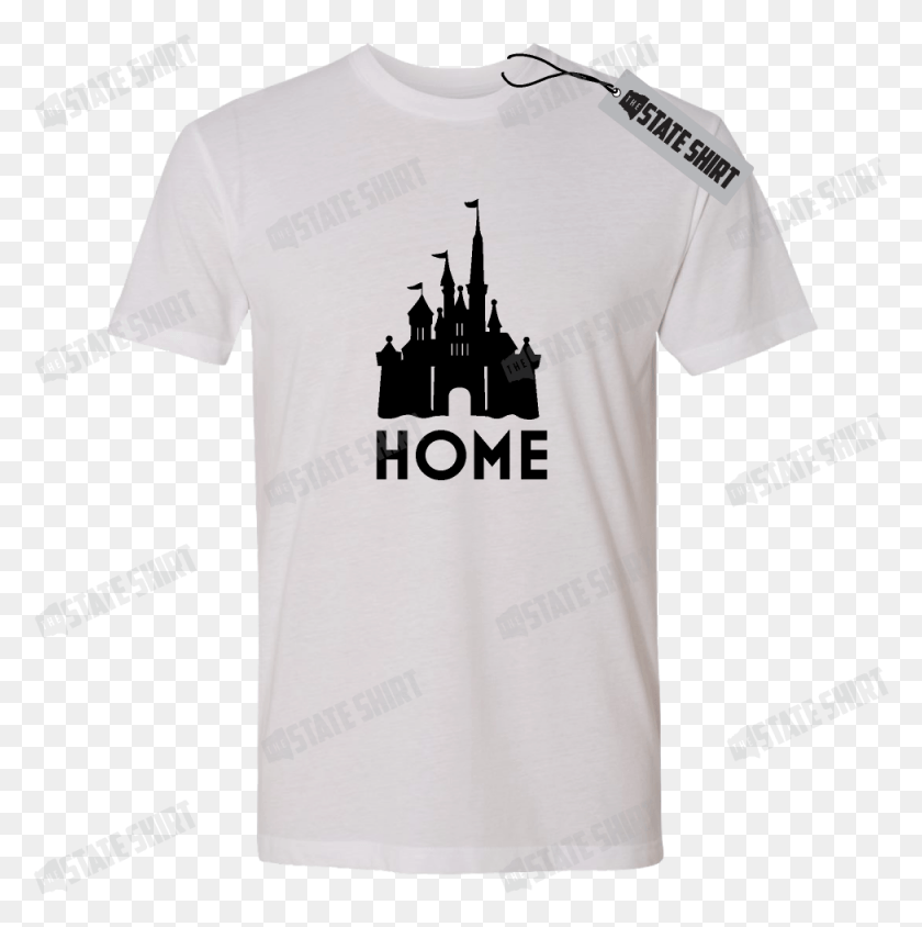 975x980 Disney Castle State Home T Shirt Customizable Options Active Shirt, Clothing, Apparel, T-shirt HD PNG Download