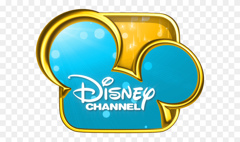 591x436 Descargar Png Disney Channel Gold Amp Aqua Logotipo De Disney Channel Transparente, Texto, Símbolo, Alfabeto Hd Png