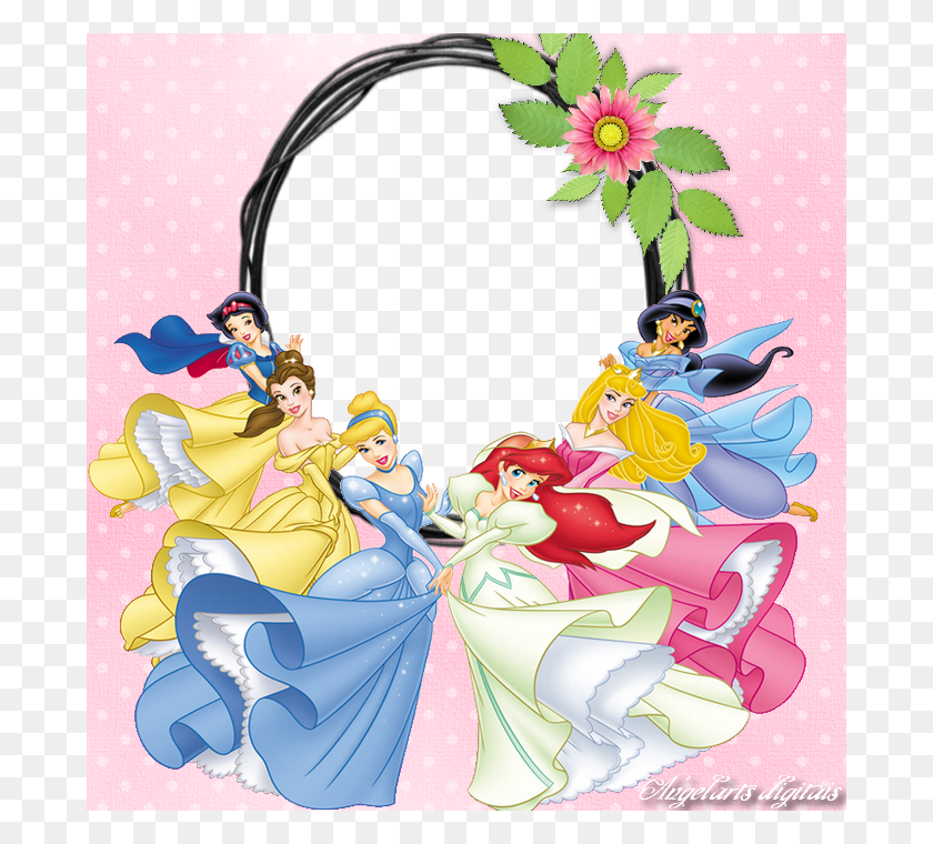 684x700 Descargar Png Marcos Y Bordes De La Princesa De Disney Marcos Y Bordes, Gráficos, Diseño Floral Hd Png
