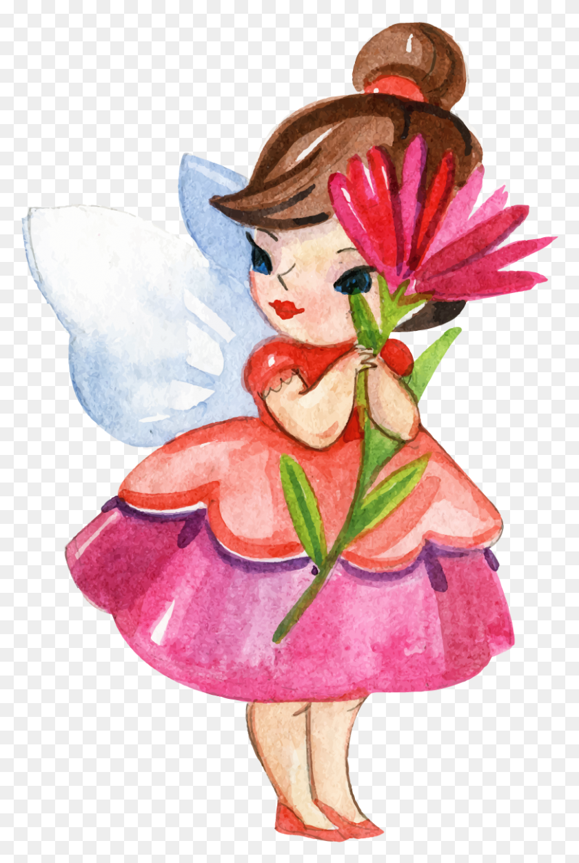 809x1237 Disney Fairies Fairy Watercolor Painting Cartoon Vector Flower Fairy, Plant, Figurine HD PNG Download