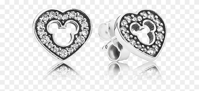 Серебряные серьги-гвоздики Disney Heart с кубическим цирконием Pandora Mickey Mouse Earring, ювелирные изделия, аксессуары, аксессуар HD PNG скачать