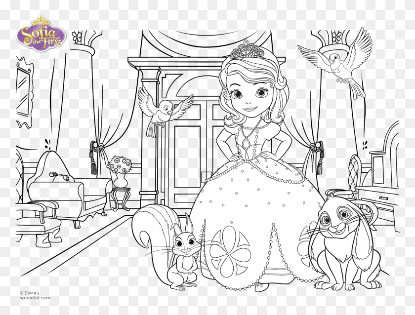 1598x1185 Disney Jr Princess Sofia Coloring Pages With Coloreable Sofia The First, Bird, Animal, Person HD PNG Download