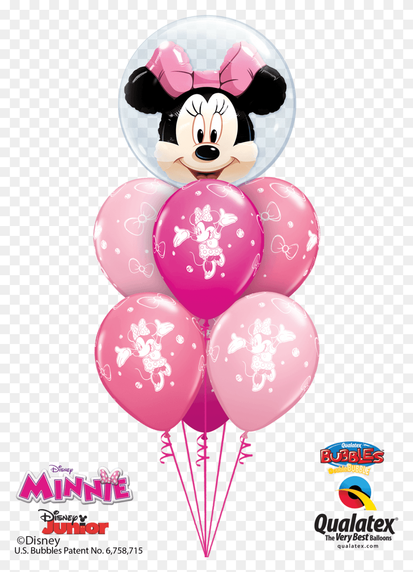 1377x1949 Disney Minnie Mouse Pink Bubble Bouquet En Londres Helio, Bola, Globo Hd Png