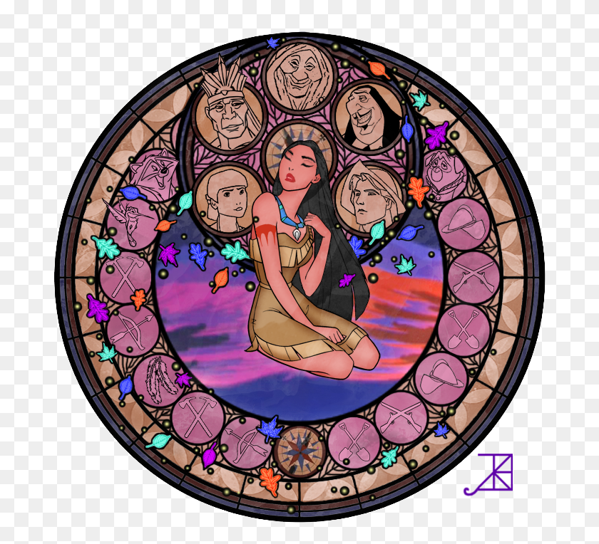 690x704 Disney Princess Achtergrond Called Pocahontas Stained Kingdom Hearts Princesses Of Heart Stained Glass, Person, Human HD PNG Download