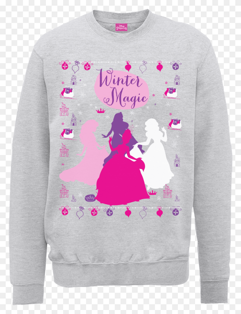 837x1110 Disney Princess Christmas Princess Silhouettes Grey Disney Princess Christmas Shirt, Clothing, Apparel, Sleeve HD PNG Download