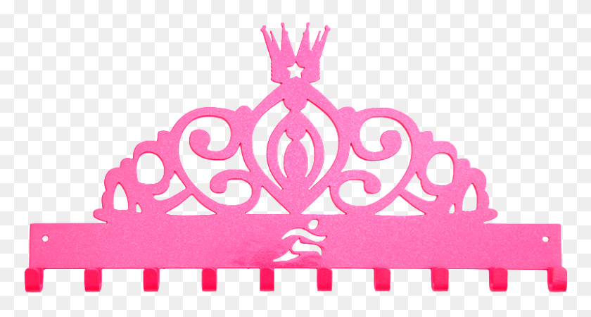 800x400 Disney Princess Tiara Runner Pink Sparkle 10 Hook Medal Black And White Clipart Of Queen Crown, Accessories, Accessory, Jewelry HD PNG Download