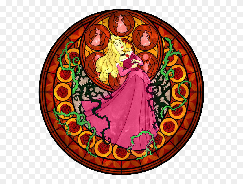 574x576 Disney Prinzessin Hintergrund Called Aurora Stained Kingdom Hearts Stained Glass Windows, Leisure Activities HD PNG Download