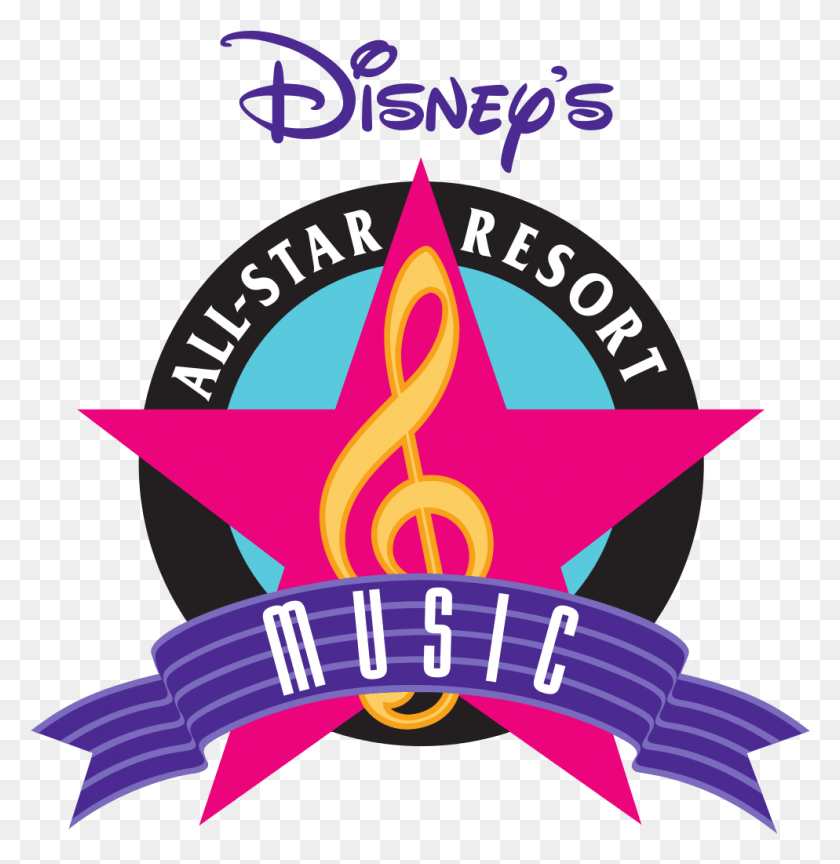 994x1025 Disney S All Star Music Resort Logo Disney All Star Music Resort Logo, Symbol, Trademark, Text HD PNG Download