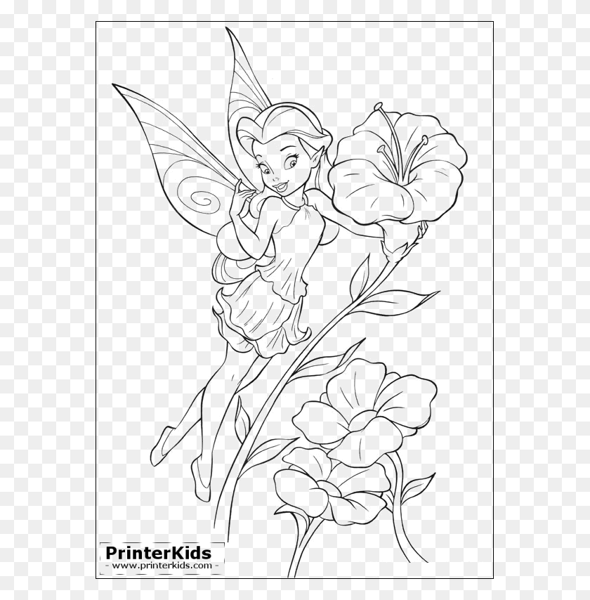 567x794 Disney Tinkerbell Coloring Pages Dibujos Para Colorear Tinkerbell, Angel HD PNG Download
