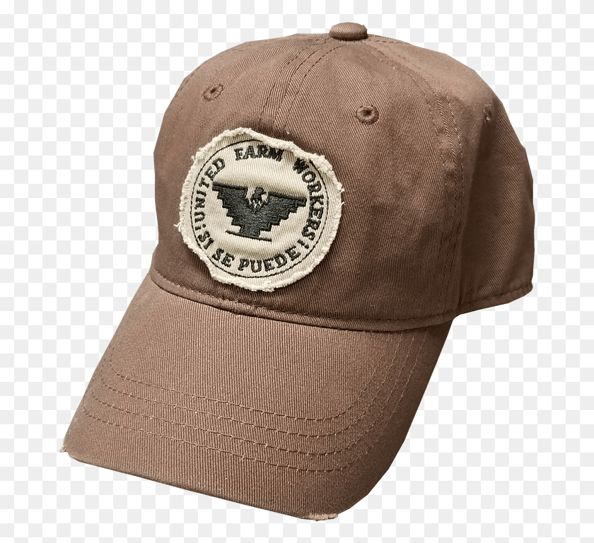 675x708 Distressed Brown Cap With Logo Patch Baseball Cap, Clothing, Apparel, Hat Descargar Hd Png