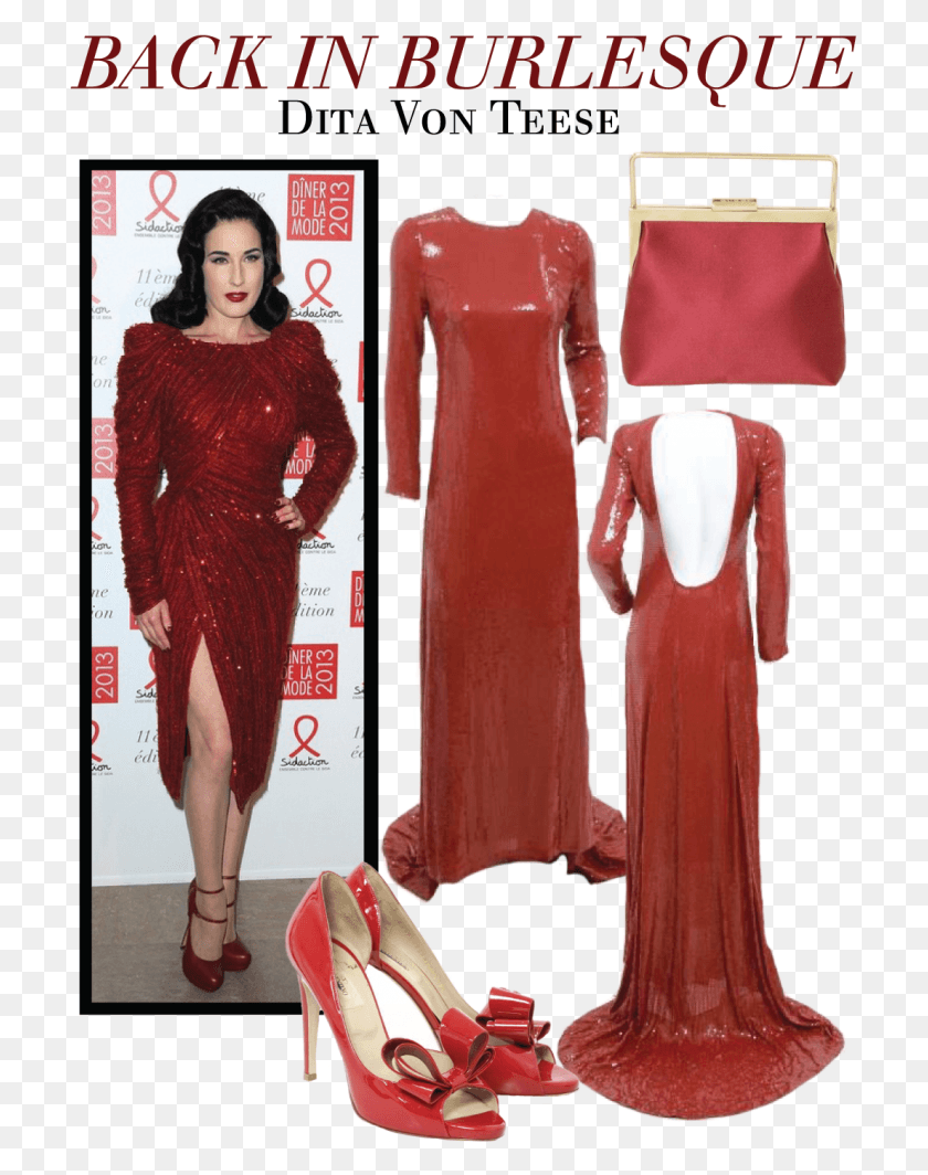 713x1004 Dita Von Teese Red Dress Balenciaga Bag, Clothing, Apparel, Fashion HD PNG Download