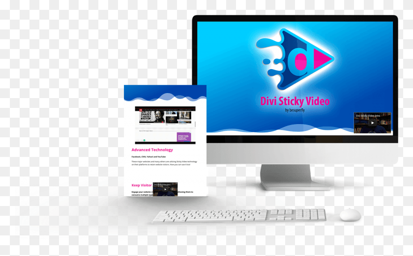 1482x878 Descargar Png Divi Sticky Video Online Advertising, Computadora, Electrónica, Monitor Hd Png