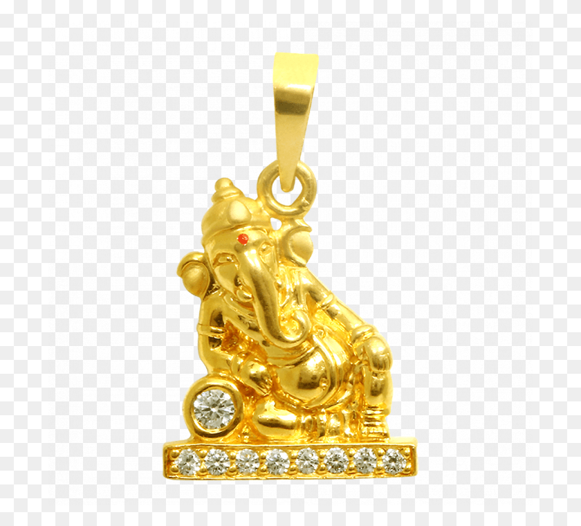 700x700 Divine Ganesha Gold Pendant With Studded Pendant, Worship, Treasure HD PNG Download