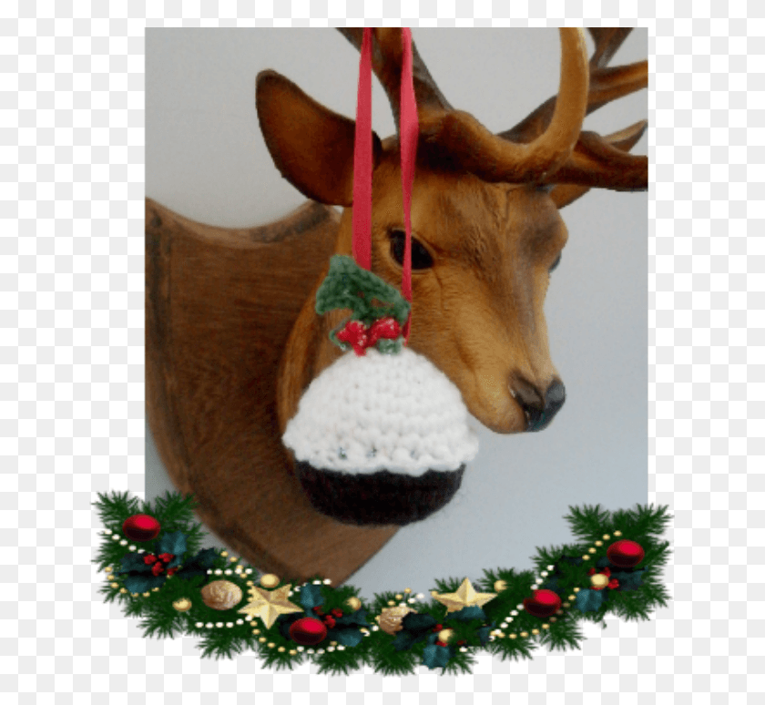 643x714 Diy Crochet A Christmas Pudding Tree Dec Part 2 Holly Christmas Garland, Deer, Wildlife, Mammal HD PNG Download