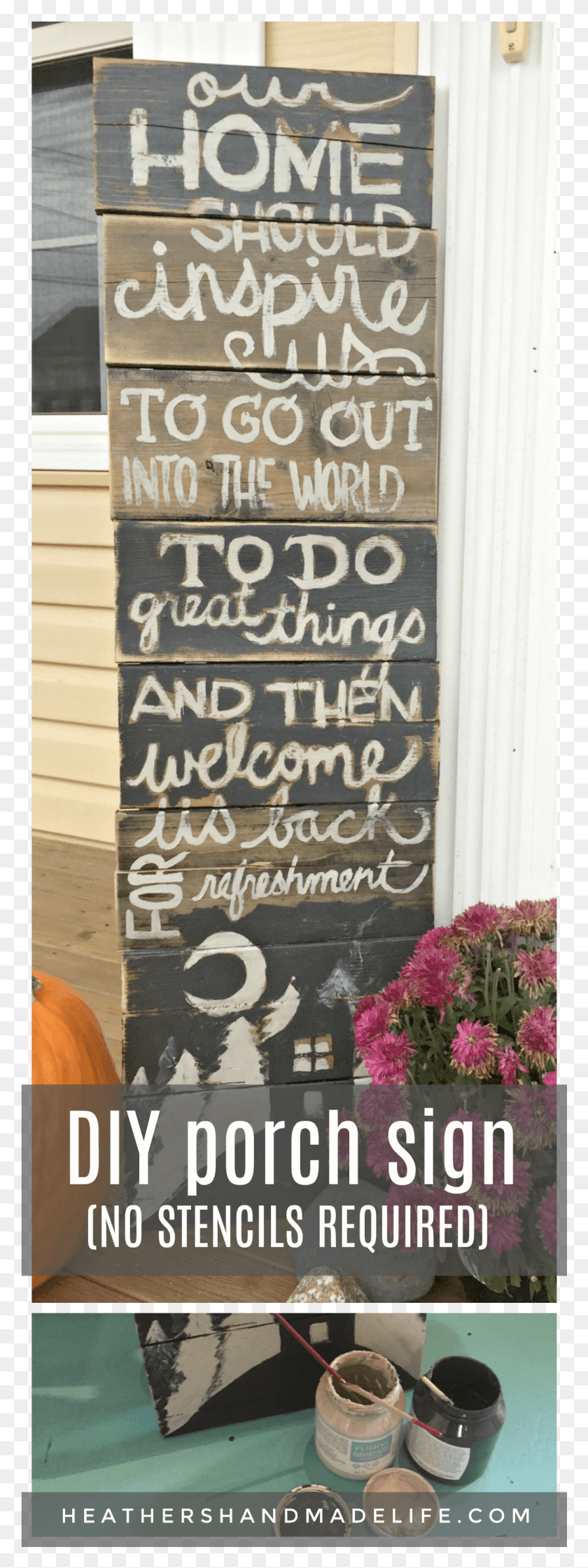 1066x2981 Diy Pallet Porch Sign Tutorial Heather39s Handmade Poster, Plant, Blackboard, Wood HD PNG Download