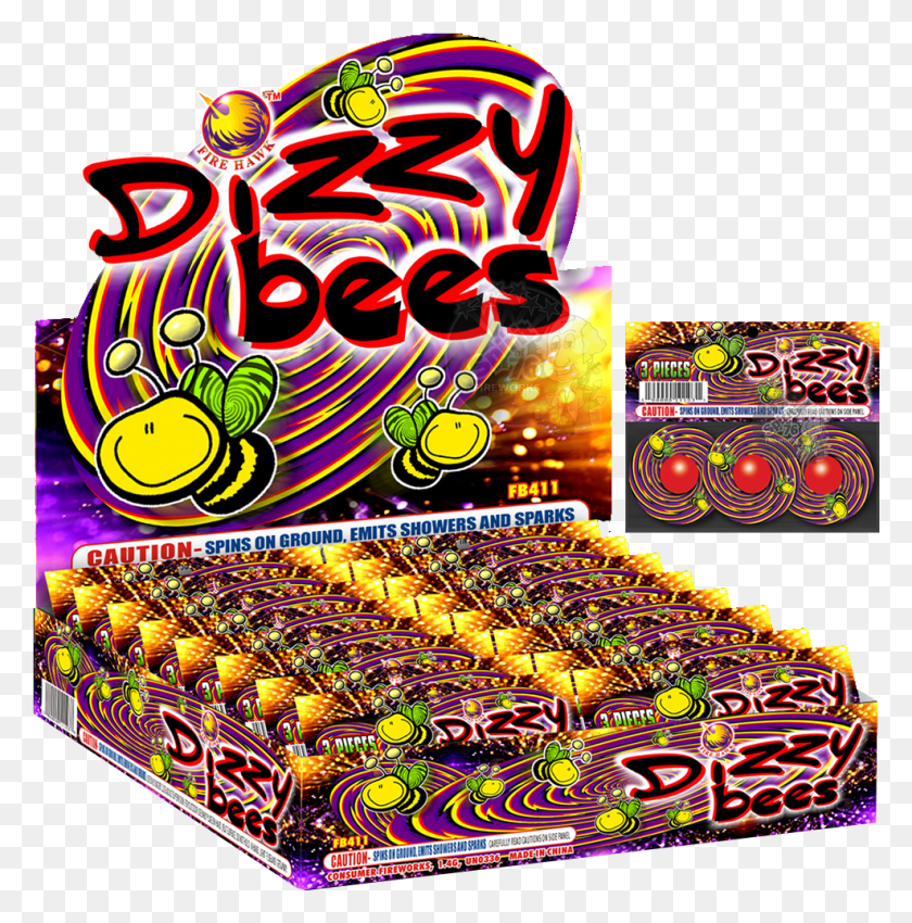 987x1000 Dizzy Bees Ground Spinners Fireworks, Аркадный Игровой Автомат, Флаер, Плакат Png Скачать