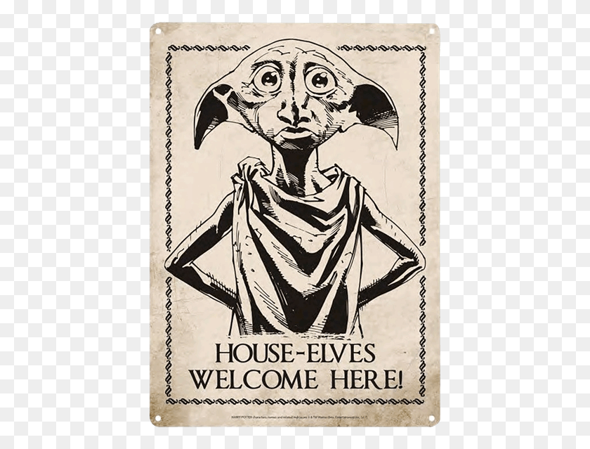 416x579 Dobby Mini Tin Sign Harry Potter Dobby Drawing, Poster, Advertisement, Person HD PNG Download