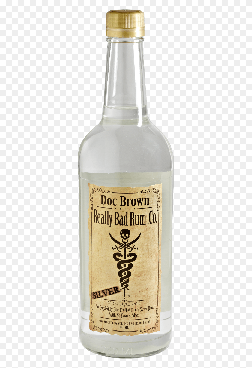 323x1163 Descargar Png Doc Brown Really Bad Ron Plata Botella De Vidrio, Licor, Alcohol, Bebida Hd Png