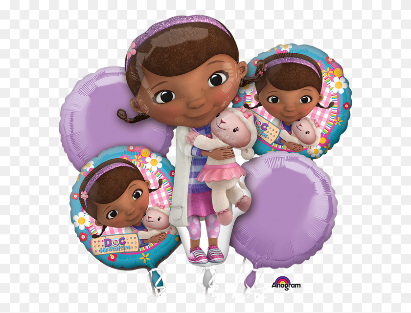 600x581 Doc Mcstuffins Balloon Bouquet, Doll, Toy, Person HD PNG Download