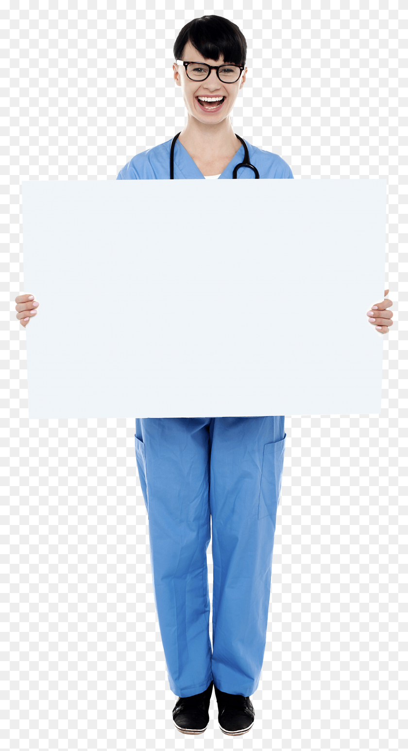 2427x4622 Doctor Holding Banner Image De Dibujos Animados, Persona, Humano, De Pie Hd Png