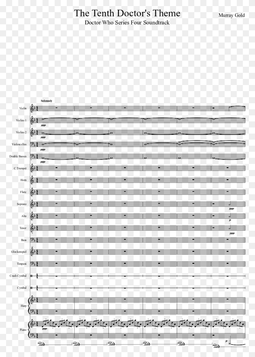 789x1129 Doctor Who 10th Theme 10th Doctor Theme Sheet Music, Gray, World Of Warcraft HD PNG Download