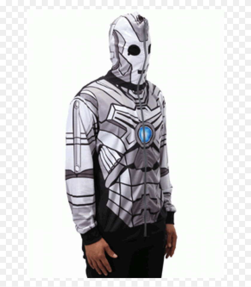 661x901 Doctor Who Cyberman Full Zip Up Hoodie At Scifi Collector Doctor Who Cyberman Hoodie, Clothing, Apparel, Person HD PNG Download
