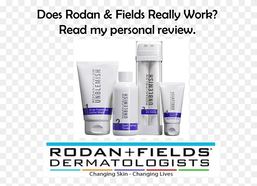 597x548 Does Rodan And Fields Really Work Review Of R F Rodan And Fields Unblemish Product, Bottle, Cosmetics, Toothpaste HD PNG Download