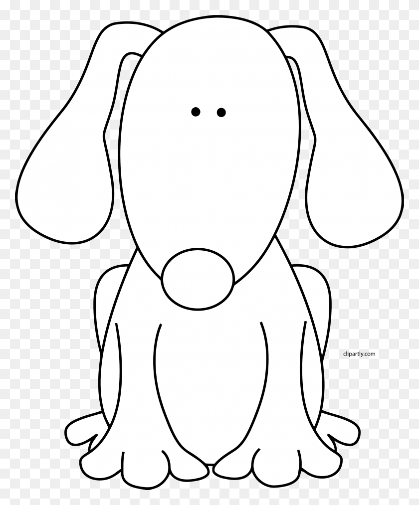 3220x3935 Dog Black White Clipart Cute Black And White Dog Clipart, Plush HD PNG Download