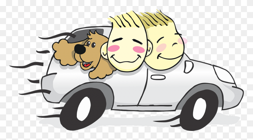 960x499 Dog Kid Puppy Happy People Family Fun Cartoon, Car, Vehicle, Transportation HD PNG Download