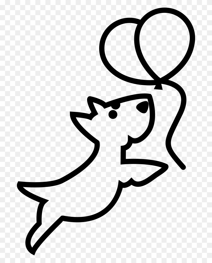 708x980 Dog Outline Chasing Balloons Comments Dog Cartoon Outline, Stencil, Antelope, Wildlife HD PNG Download