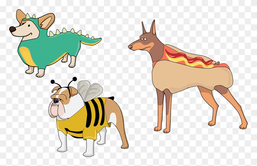 1280x795 Dog Puppies Costume Dinosaur Hot Dog Bee Cute Cartoon Dog In Halloween Costume, Animal, Horse, Mammal HD PNG Download