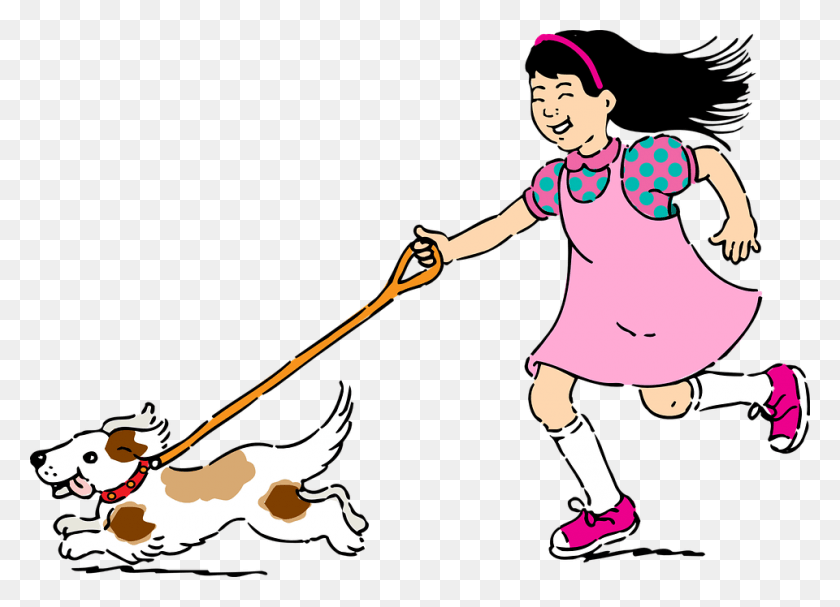 960x674 Dogs Clipart Child Dog And Girl Clipart, Person, Human, People HD PNG Download