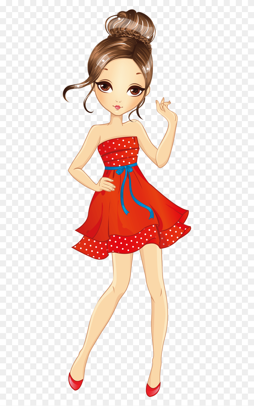 427x1281 Doll Face Beautiful Girl Cartoon, Dress, Clothing, Apparel HD PNG Download