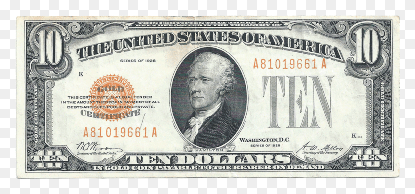 1016x434 Dólar Png / 10 1928 10 Certificado De Oro, Dinero, Persona, Humano Hd Png