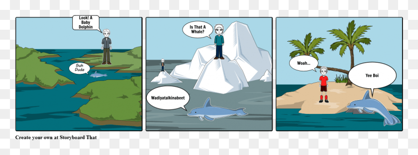 1145x372 Dolphins Creation Story Comic Catholic, Nature, Outdoors, Snow Descargar Hd Png