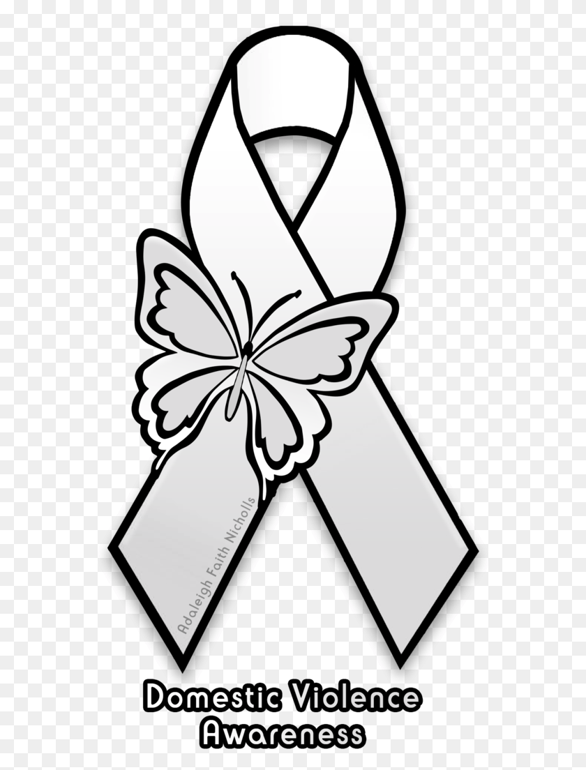 566x1044 Domestic Violence Awareness Ribbon V2 By Adaleighfaith Cerebral Palsy Ribbon, Stencil, Scroll HD PNG Download