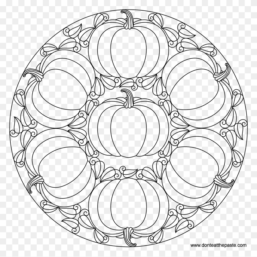 1587x1591 Don 39t Eat The Paste Pumpkin Mandala Happy Autumn Halloween Mandala Coloring Pages, Gray, World Of Warcraft HD PNG Download