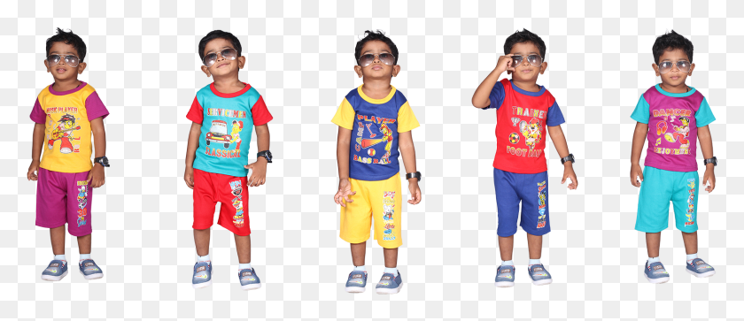 1629x633 Donald 5 Boys T Shirt And Bermudas Set Child, Clothing, Person, Shorts HD PNG Download