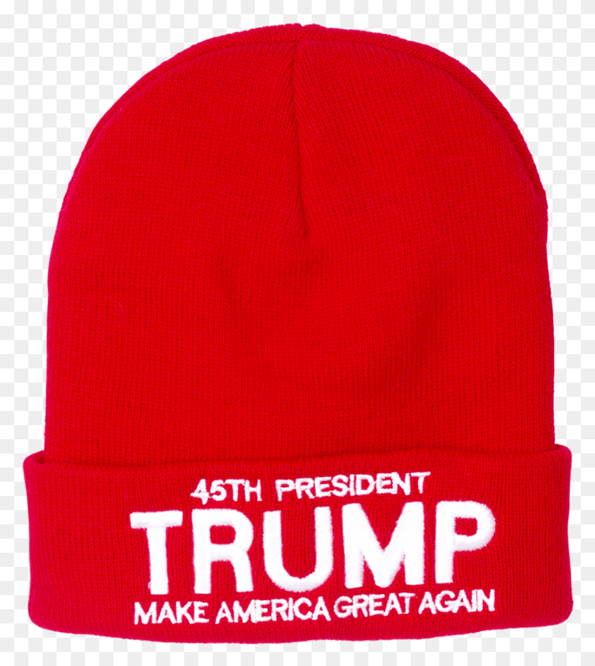 865x976 Donald Trump 45th President Red Knit Ski Hat Or Beanie Beanie, Clothing, Apparel, Baseball Cap HD PNG Download