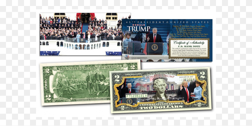 601x361 Donald Trump 45th Presidential Inauguration January 2 Dollar Bill Year Of Dog, Person, Human, Money HD PNG Download
