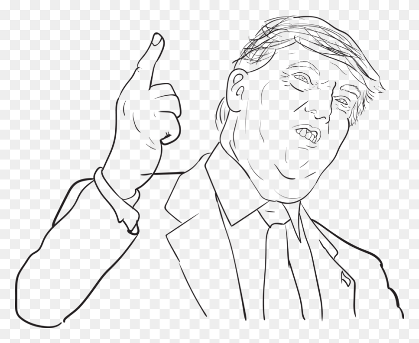 900x725 Donald Trump Coloring Pics Of Donald Trump, Stencil, Face, Person HD PNG Download