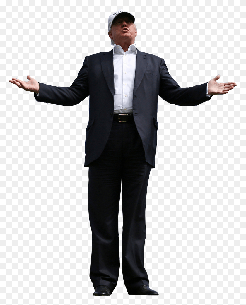 1802x2269 Donald Trump Holding His Arms Up Low Angle Cutouts Photoshopped Tiny Trump, Clothing, Apparel, Suit HD PNG Download