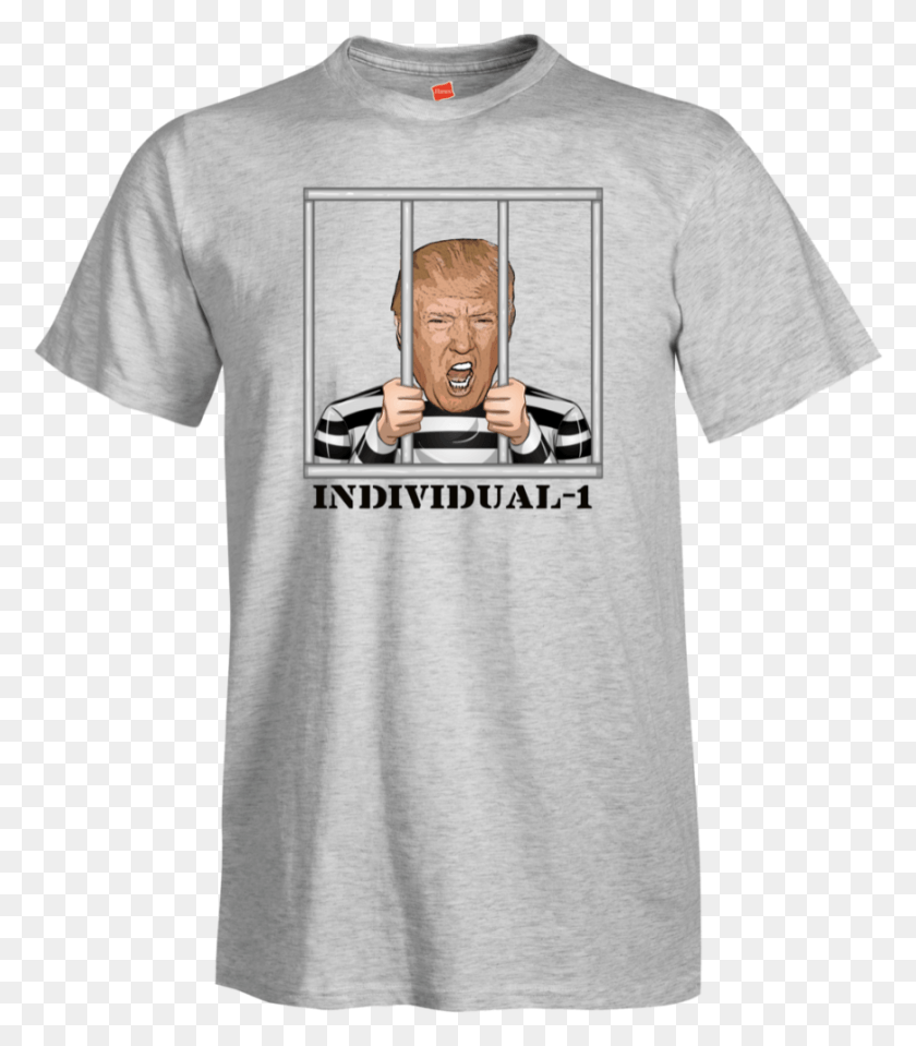 870x1003 Donald Trump Individual 1 Prison Men39s Prison T Shirt T Shirt, Clothing, Apparel, Person HD PNG Download