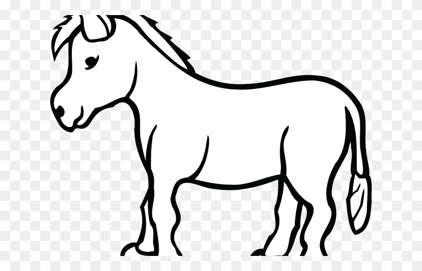 640x480 Donkey Clipart Outline Black And White Donkey Clip Art, Stencil, Mammal, Animal HD PNG Download