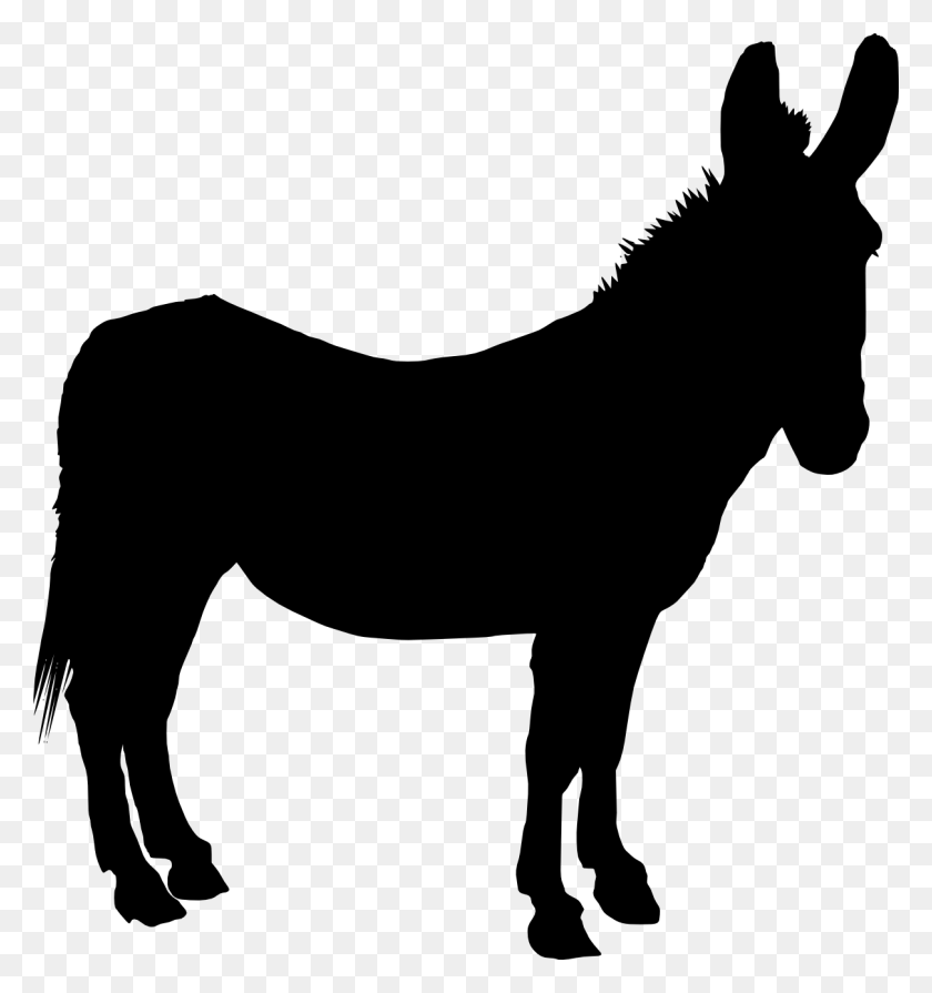 1211x1297 Donkey Silhouettes Silhouette Donkey Clip Art, Mammal, Animal, Stencil HD PNG Download